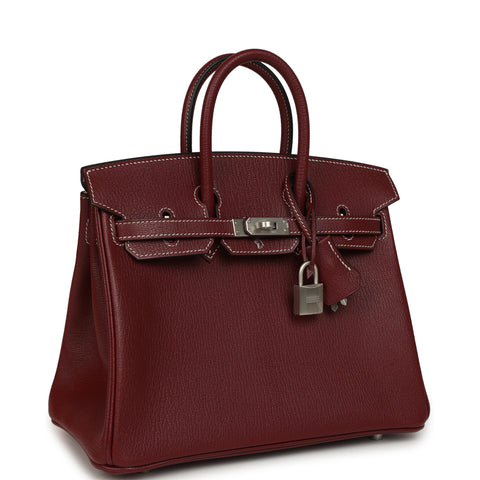Hermes Special Order (HSS) Birkin 25 Rouge H Verso Chevre Mysore Brushed Palladium Hardware