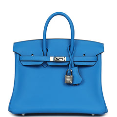 Hermes Birkin 25 Bleu Hydra Swift Palladium Hardware