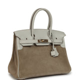 Hermes Birkin 30 Gris Caillou Grizzly and Gris Perle Evercolor Permabrass Hardware - Thumbnail View 2
