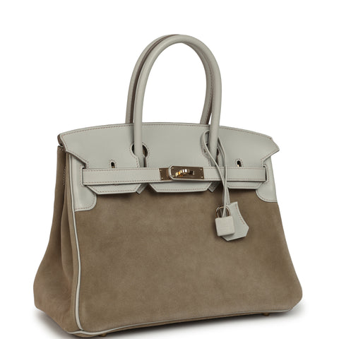 Hermes Birkin 30 Gris Caillou Grizzly and Gris Perle Evercolor Permabrass Hardware