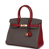 Hermes Special Order (HSS) Birkin 30 Etain and Rouge Grenat Togo Gold Hardware - Thumbnail View 5