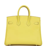 Pre-owned Hermes Birkin 25 Lime Verso Novillo Palladium Hardware - Thumbnail View 4