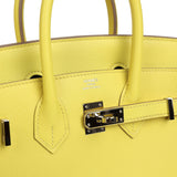 Pre-owned Hermes Birkin 25 Lime Verso Novillo Palladium Hardware - Thumbnail View 7