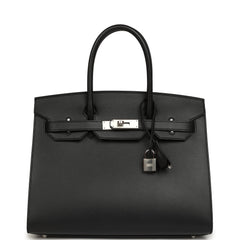 Pre-owned Hermes Birkin Sellier 30 Black Madame Palladium Hardware