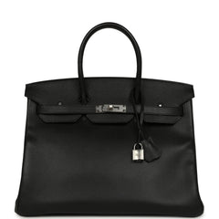 Pre-owned Hermes Birkin 35 Black Epsom Palladium Hardware