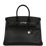 Pre-owned Hermes Birkin 35 Black Epsom Palladium Hardware - Thumbnail View 1