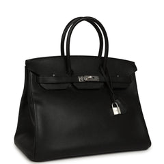 Pre-owned Hermes Birkin 35 Black Epsom Palladium Hardware