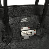 Pre-owned Hermes Birkin 35 Black Epsom Palladium Hardware - Thumbnail View 7