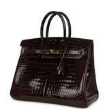 Vintage Hermes Birkin 35 Havane Shiny Porosus Crocodile Gold Hardware - Thumbnail View 5