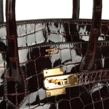 Vintage Hermes Birkin 35 Havane Shiny Porosus Crocodile Gold Hardware - Thumbnail View 7