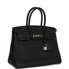 Pre-owned Hermes Birkin 30 Black Togo Palladium Hardware
