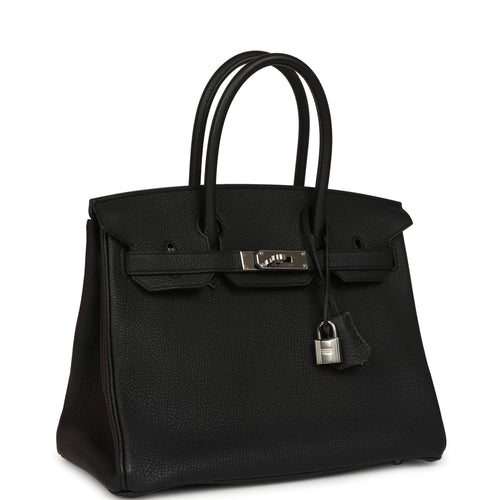Pre-owned Hermes Birkin 30 Black Togo Palladium Hardware