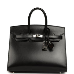 Pre-owned Hermes Birkin Sellier 25 Black Box Palladium Hardware