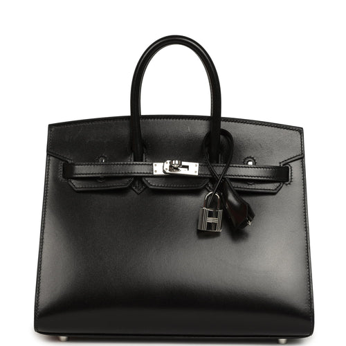 Pre-owned Hermes Birkin Sellier 25 Black Box Palladium Hardware