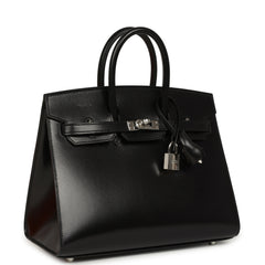 Pre-owned Hermes Birkin Sellier 25 Black Box Palladium Hardware