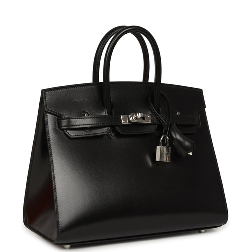 Pre-owned Hermes Birkin Sellier 25 Black Box Palladium Hardware