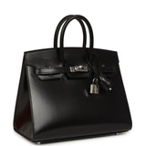 Pre-owned Hermes Birkin Sellier 25 Black Box Palladium Hardware - Thumbnail View 2