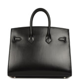 Pre-owned Hermes Birkin Sellier 25 Black Box Palladium Hardware - Thumbnail View 4