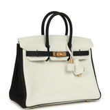 Hermes Special Order (HSS) Birkin 25 White and Black Togo Brushed Gold Hardware - Thumbnail View 2