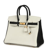 Hermes Special Order (HSS) Birkin 25 White and Black Togo Brushed Gold Hardware - Thumbnail View 5