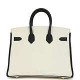 Hermes Special Order (HSS) Birkin 25 White and Black Togo Brushed Gold Hardware - Thumbnail View 4
