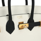 Hermes Special Order (HSS) Birkin 25 White and Black Togo Brushed Gold Hardware - Thumbnail View 7