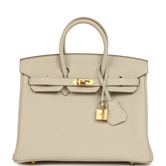 Hermes Birkin 25 Craie Togo Gold Hardware