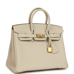 Hermes Birkin 25 Craie Togo Gold Hardware