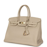 Vintage Hermes Birkin 35 Beige Rose Clemence Palladium Hardware - Thumbnail View 5