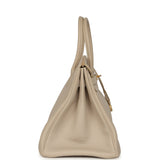 Vintage Hermes Birkin 35 Beige Rose Clemence Palladium Hardware - Thumbnail View 3
