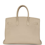Vintage Hermes Birkin 35 Beige Rose Clemence Palladium Hardware - Thumbnail View 4