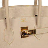 Vintage Hermes Birkin 35 Beige Rose Clemence Palladium Hardware - Thumbnail View 7