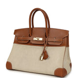 Vintage Hermes Birkin 35 Gold Courchevel and Gold-Ecru Toile H Canvas Gold Hardware - Thumbnail View 5