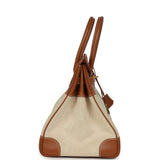 Vintage Hermes Birkin 35 Gold Courchevel and Gold-Ecru Toile H Canvas Gold Hardware - Thumbnail View 3
