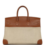 Vintage Hermes Birkin 35 Gold Courchevel and Gold-Ecru Toile H Canvas Gold Hardware - Thumbnail View 4