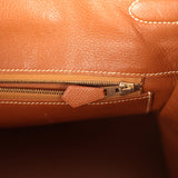 Vintage Hermes Birkin 35 Gold Courchevel and Gold-Ecru Toile H Canvas Gold Hardware - Thumbnail View 9