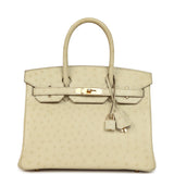 Pre-owned Hermes Birkin 30 Beton Ostrich Gold Hardware - Thumbnail View 1