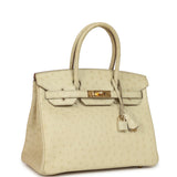 Pre-owned Hermes Birkin 30 Beton Ostrich Gold Hardware - Thumbnail View 2