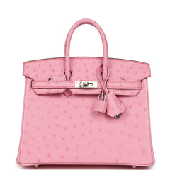 Hermes Birkin 25 Bubblegum Ostrich Boreal Palladium Hardware