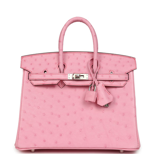 Hermes Birkin 25 Bubblegum Ostrich Boreal Palladium Hardware