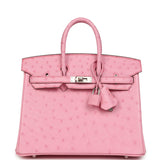 Hermes Birkin 25 Bubblegum Ostrich Boreal Palladium Hardware - Thumbnail View 1