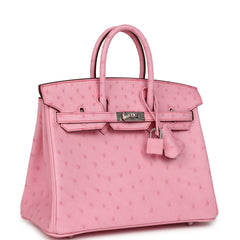 Hermes Birkin 25 Bubblegum Ostrich Boreal Palladium Hardware