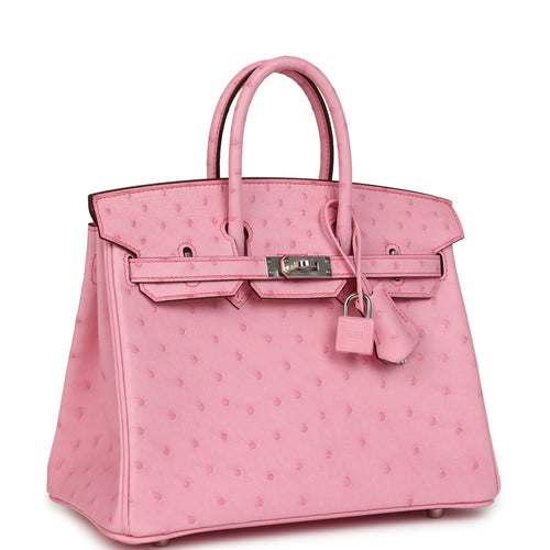Hermes Birkin 25 Bubblegum Ostrich Boreal Palladium Hardware