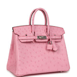 Hermes Birkin 25 Bubblegum Ostrich Boreal Palladium Hardware - Thumbnail View 2
