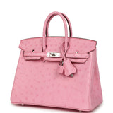 Hermes Birkin 25 Bubblegum Ostrich Boreal Palladium Hardware - Thumbnail View 5