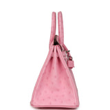 Hermes Birkin 25 Bubblegum Ostrich Boreal Palladium Hardware - Thumbnail View 3