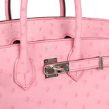 Hermes Birkin 25 Bubblegum Ostrich Boreal Palladium Hardware - Thumbnail View 7