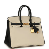 Hermes Special Order (HSS) Birkin 25 Craie and Black Togo Brushed Gold Hardware - Thumbnail View 2