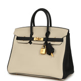 Hermes Special Order (HSS) Birkin 25 Craie and Black Togo Brushed Gold Hardware - Thumbnail View 5