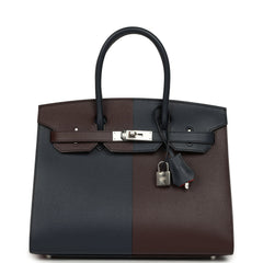 Hermes Casaque Birkin Sellier 30 Rouge Sellier and Bleu Indigo Epsom Palladium Hardware